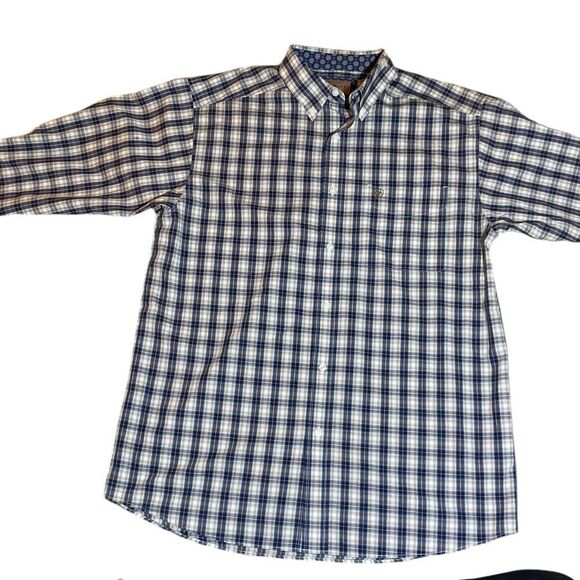 Ariat Men's Plaid Button-Down Shirt with Floral Contrast Cuffs Western Casual - Picture 1 of 9